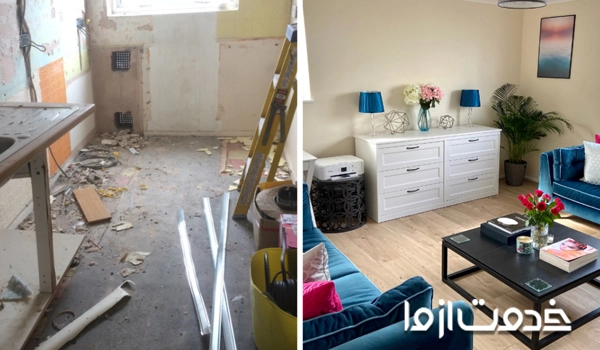 حذف دیوار برای بازسازی خانه 80 متری